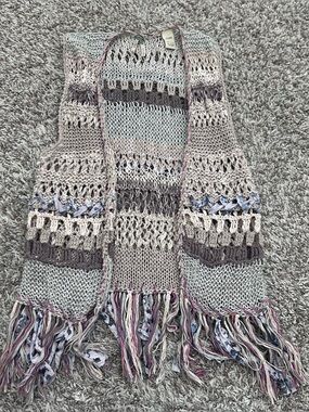 BKE Knitted Cardigan Vest Boho Crochet Fringe Womens Large